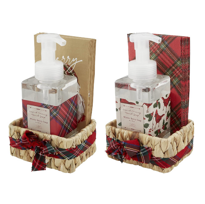 Tartan Soap & Guest Towel Basket Sets