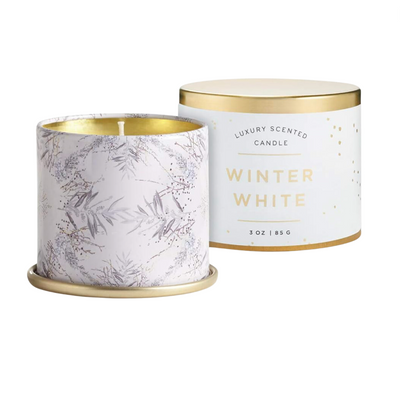 Winter White Demi Tin Candle