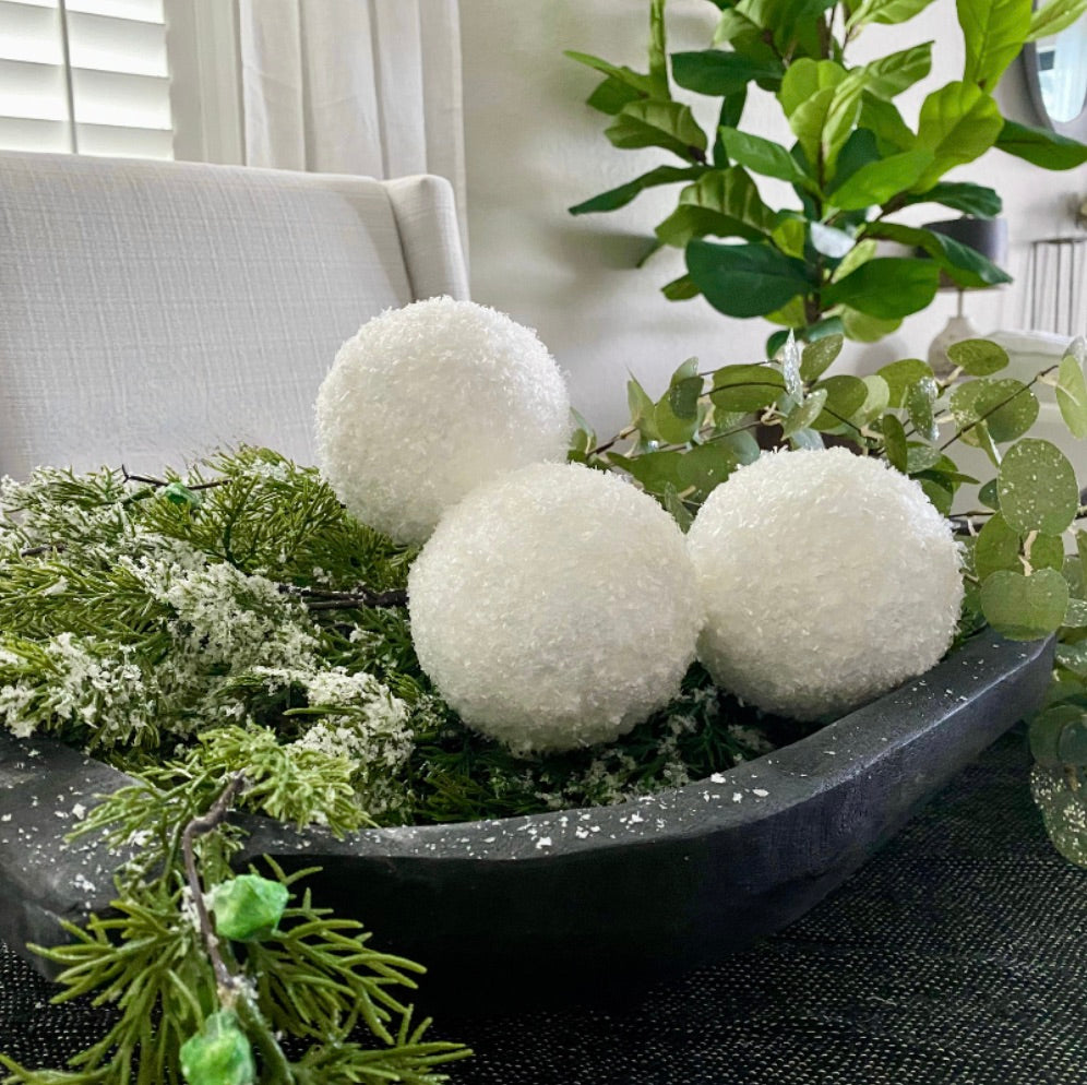 Set/5 Textured Snowball Ornaments