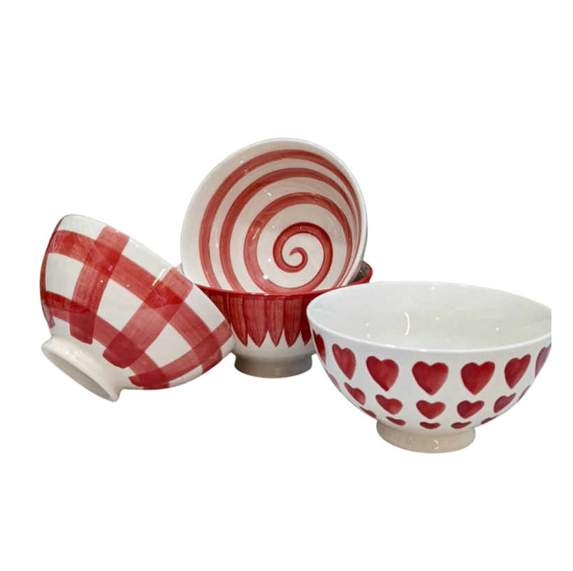 Hand-Painted Stoneware Latte Bowls