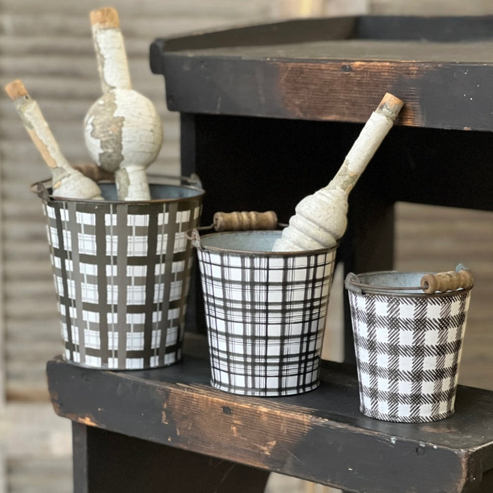 Set/3 Plaid Pattern Buckets