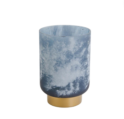 Set/3 Frosted Blue Glass Vases