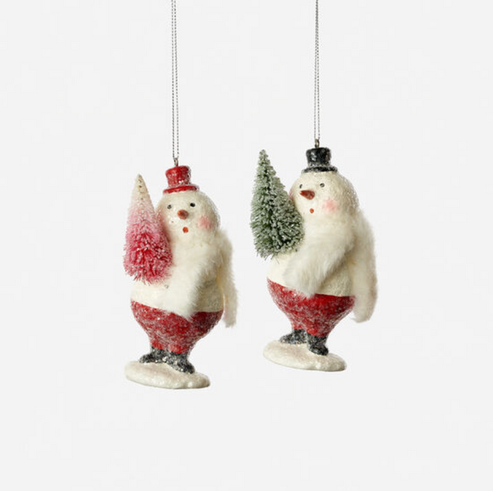 Set/2 Sparkle Snowman Ornaments