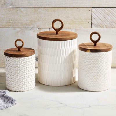 Textured Stoneware Canister Set