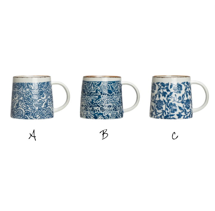Blue Floral Mugs