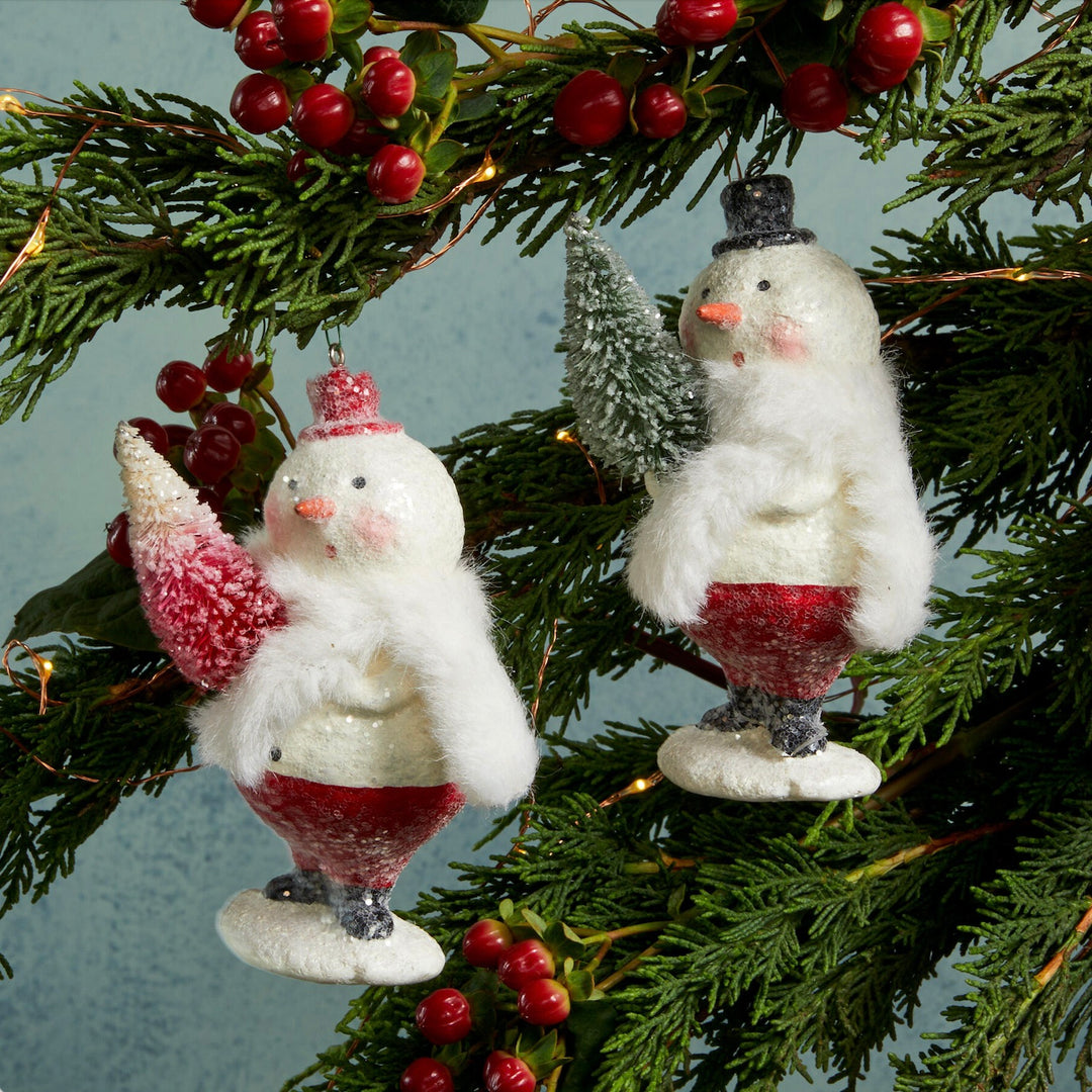 Set/2 Sparkle Snowman Ornaments