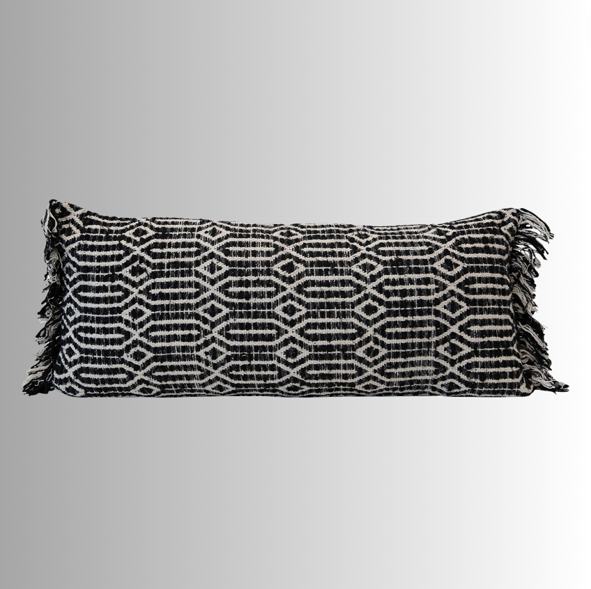 Black & White Abstract Geometric Pattern Pillow