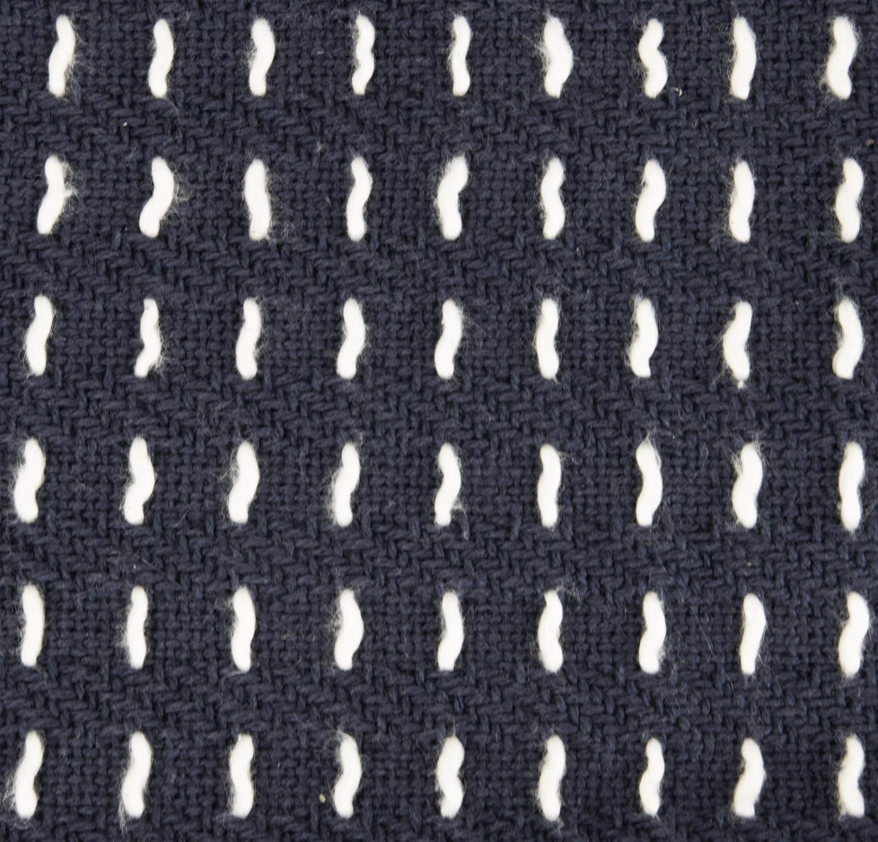 Navy Blue Woven Cotton Throw Blanket With Hand Tied Tassels