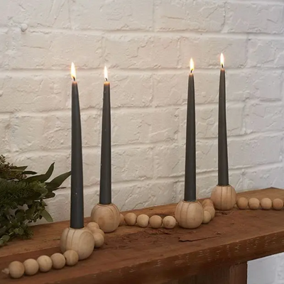Wooden Bead Candle Holder