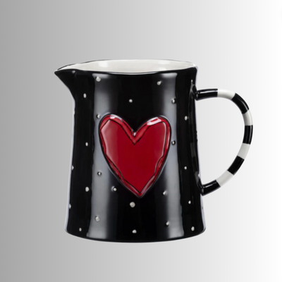 Black & White Red Heart Pitcher