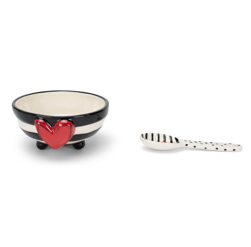 Red Heart Candy Bowl & Spoon Set