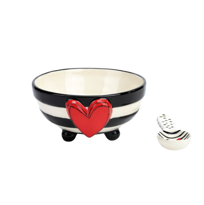 Red Heart Candy Bowl & Spoon Set