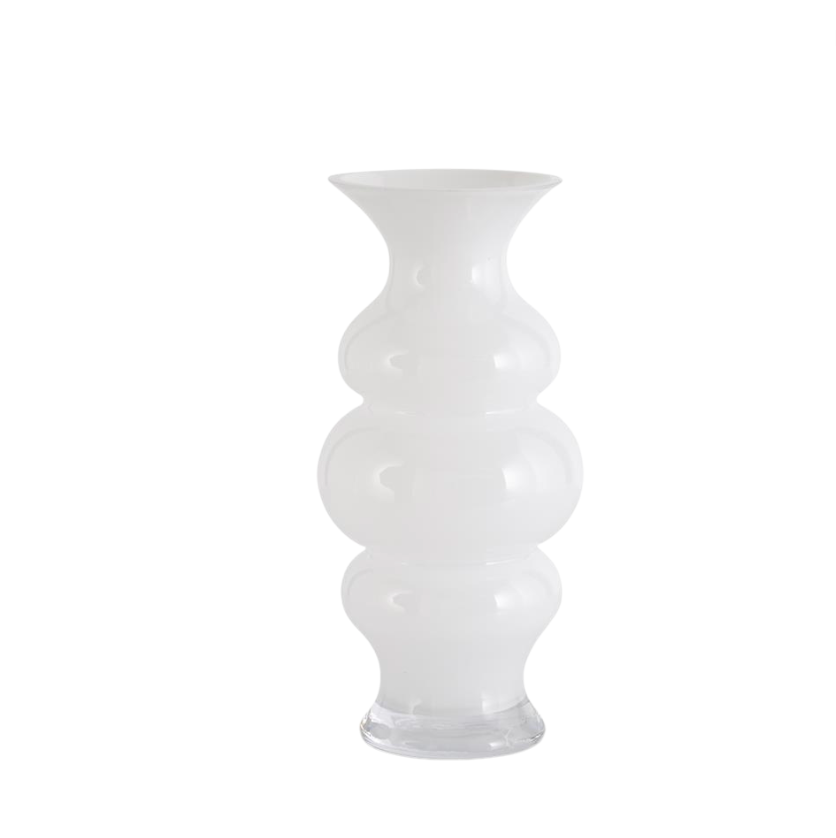 White Hourglass Fluted Vases