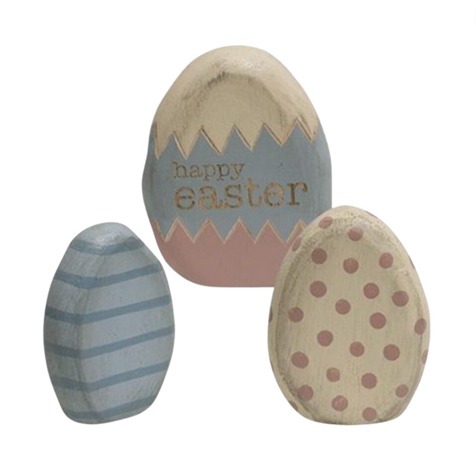 Set/3 Happy Easter Egg Shelf Sitters