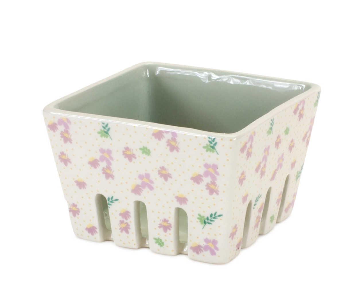 Set/2 Ceramic Floral Berry Containers