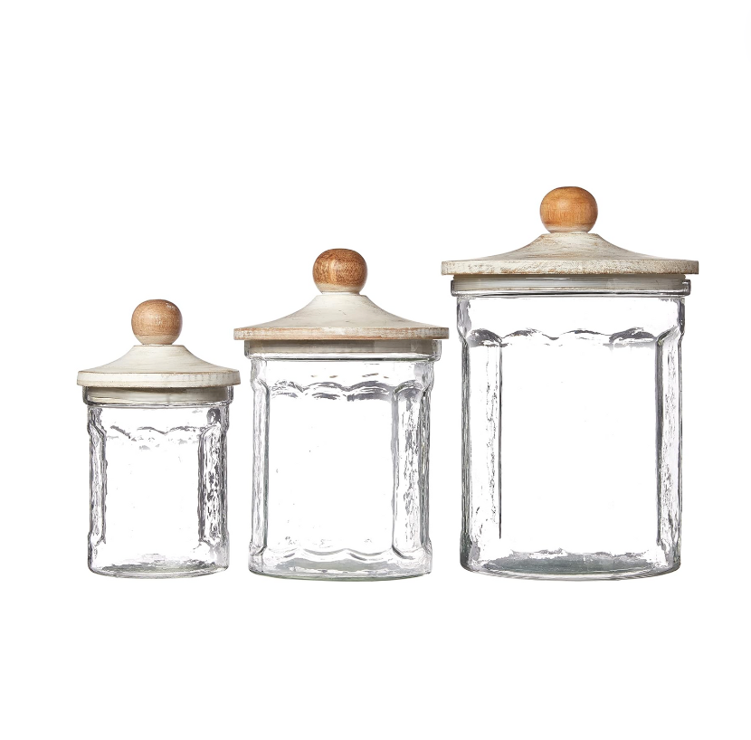 Set/3 Fluted Glass Canisters