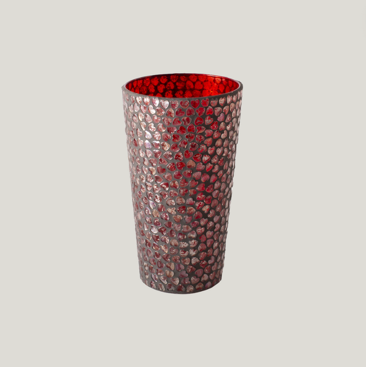 Red Mosaic Heart Vase