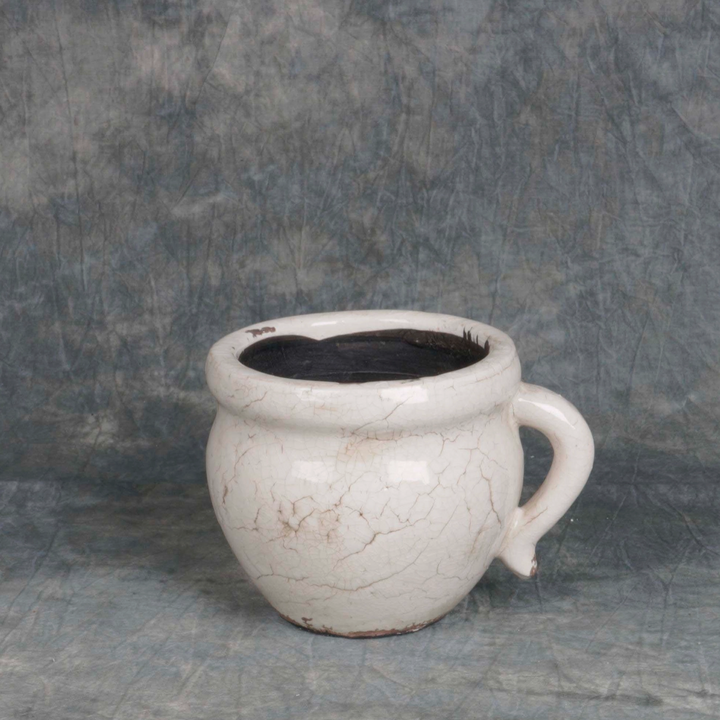 Glazed Ceramic Flower Pots With Handles