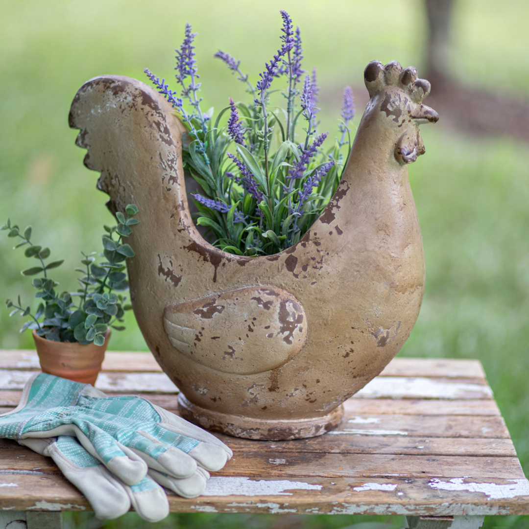 Weathered Hen Planter