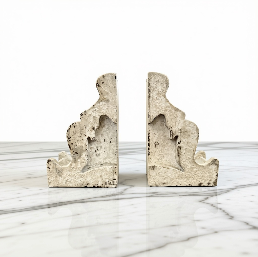 Distressed White Magnesia Corbel Bookends