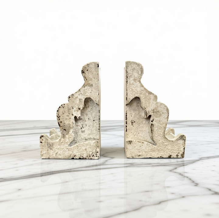 Distressed White Magnesia Corbel Bookends
