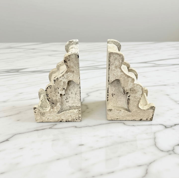 Distressed White Magnesia Corbel Bookends