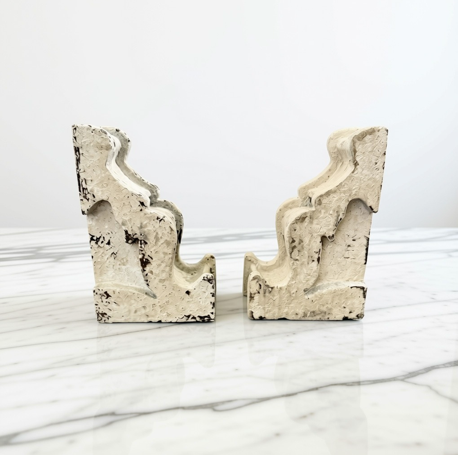 Distressed White Magnesia Corbel Bookends
