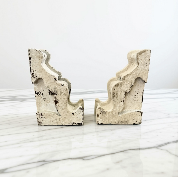 Distressed White Magnesia Corbel Bookends
