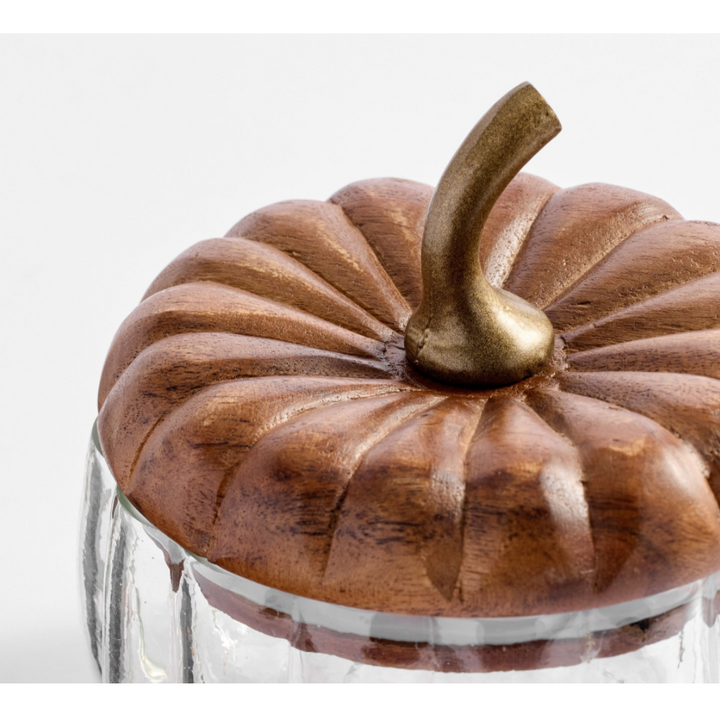 Glass Pumpkin Lidded Snack Bowl