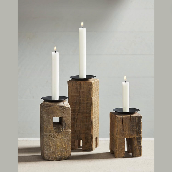 Set/3 Reclaimed Block Candle Holders