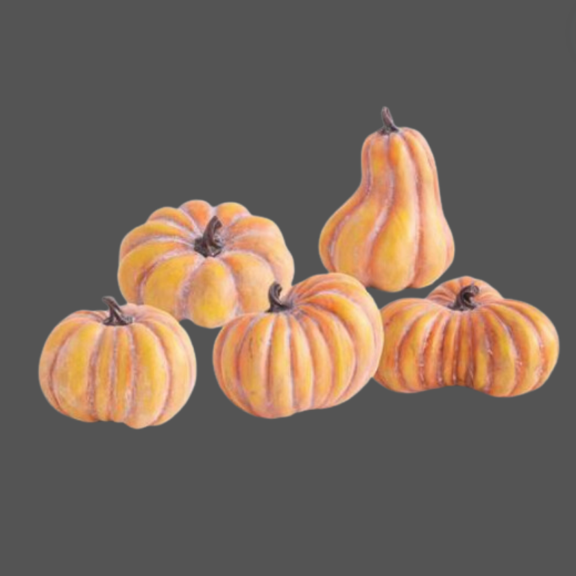 Set/5 Orange Resin Pumpkins