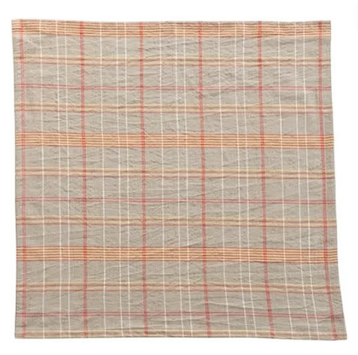 Set/4 Woven Cotton Pumpkin Plaid Napkins