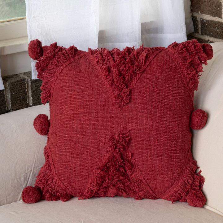 Set/2 Hand Woven Betty Pillows in Burgundy