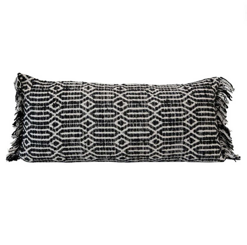 Black & White Abstract Pattern Lumbar Pillow