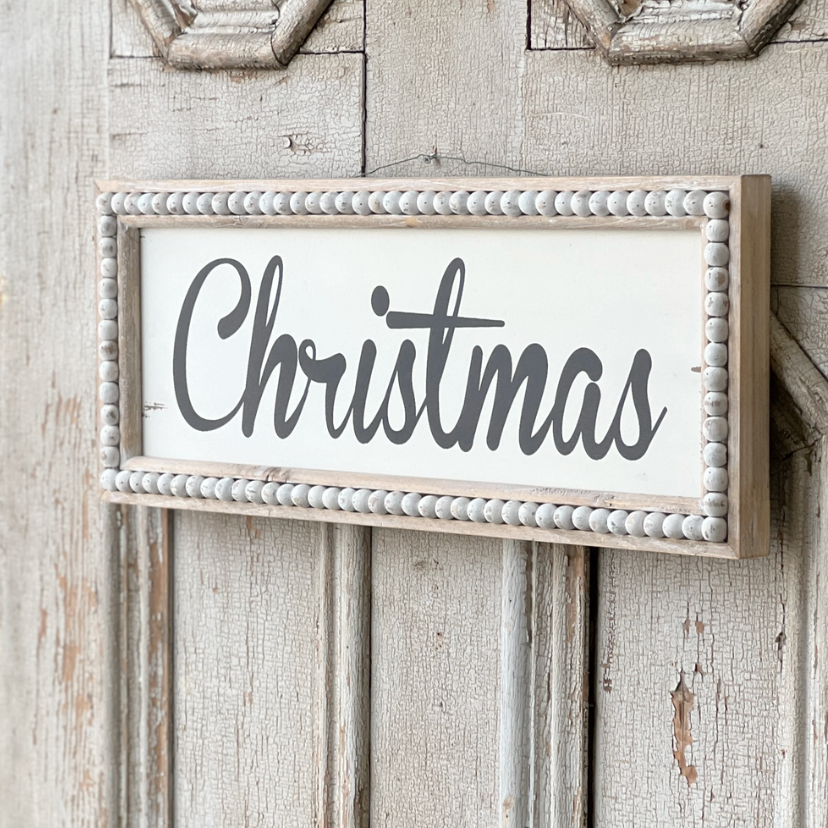 Wooden Beaded Christmas Signs