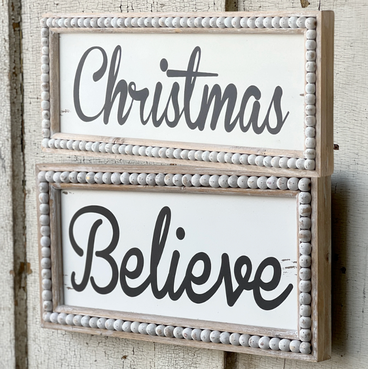 Wooden Beaded Christmas Signs