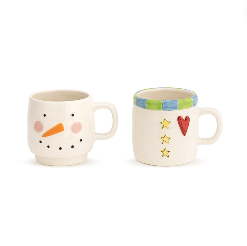 Heartful Snowman Stacked Mugs