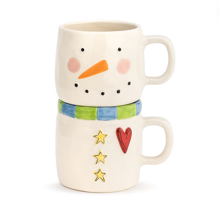 Heartful Snowman Stacked Mugs