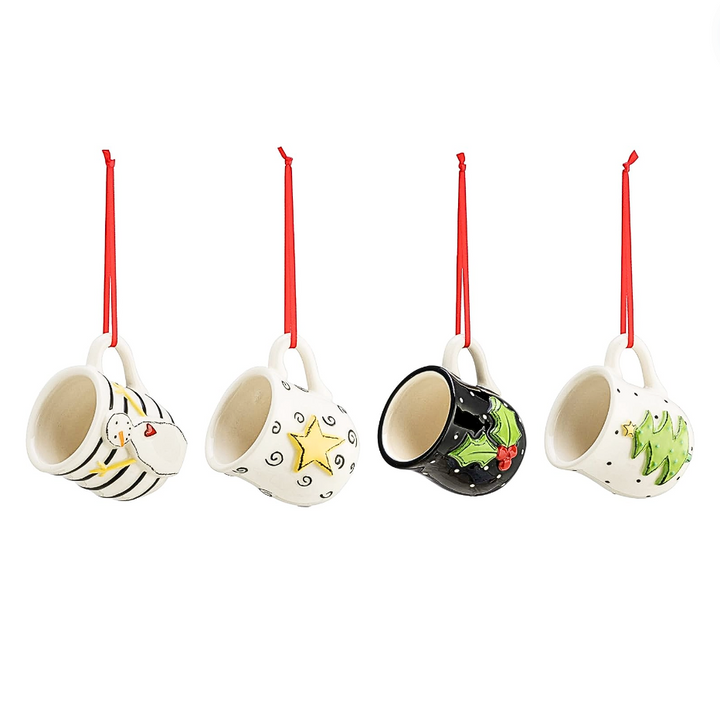 Set/4 Christmas Pattern Coffee Pod Mug Ornaments