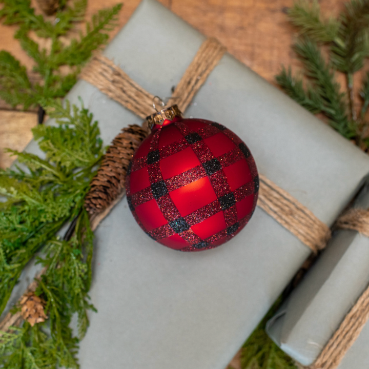 Red & Black Buffalo Check Ornament