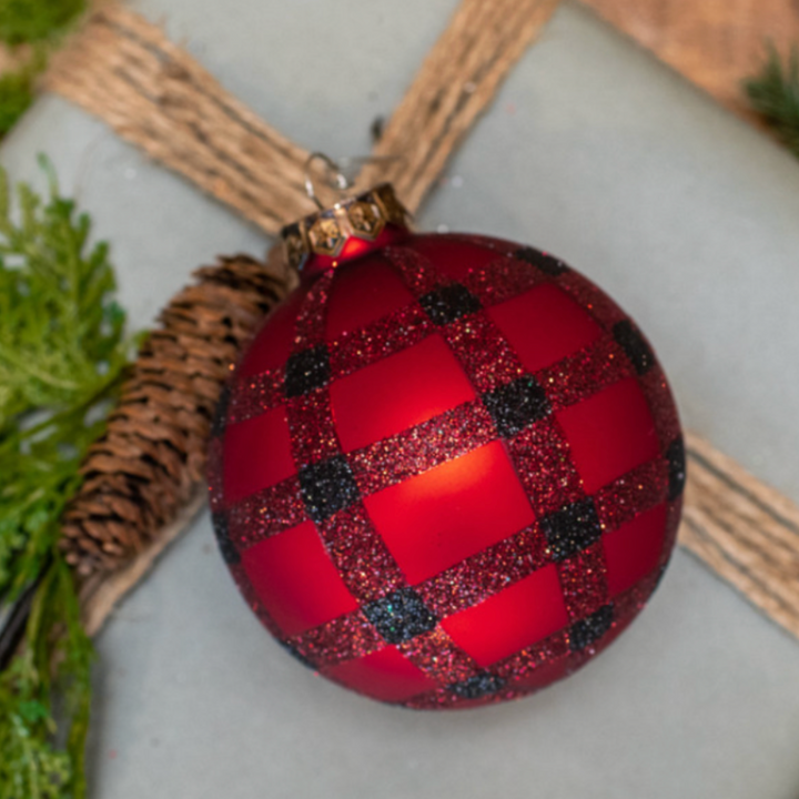 Red & Black Buffalo Check Ornament