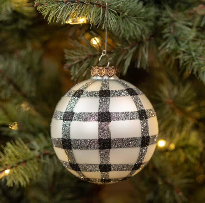 White & Black Buffalo Check Ornament