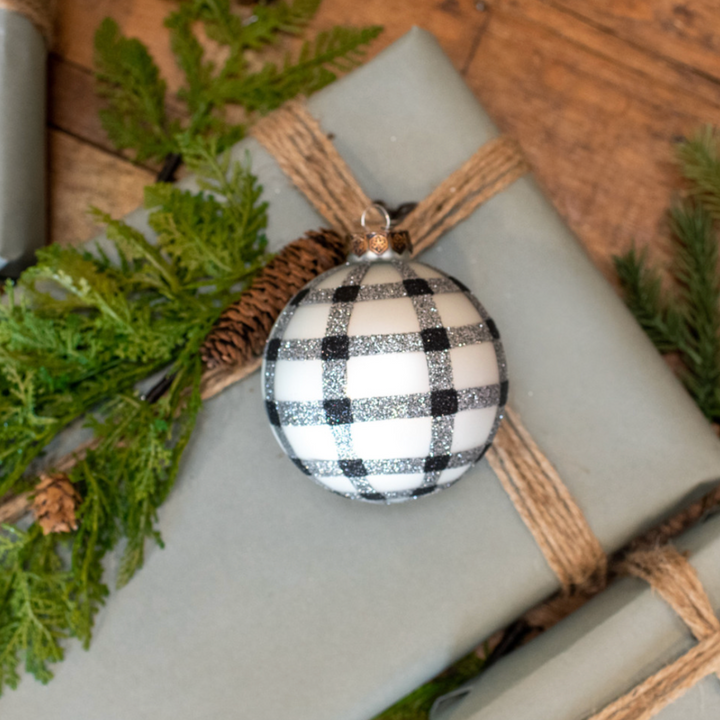 White & Black Buffalo Check Ornament