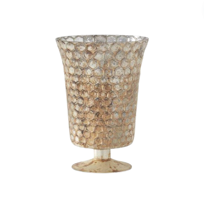 Honeycomb Champagne Mercury Glass Fluted Vases