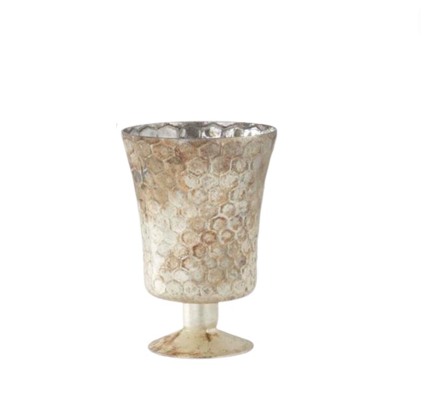 Honeycomb Champagne Mercury Glass Fluted Vases