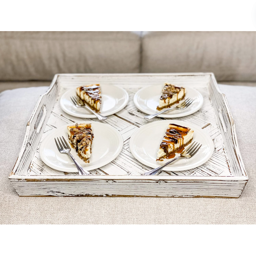 Rustic White Herringbone Tray