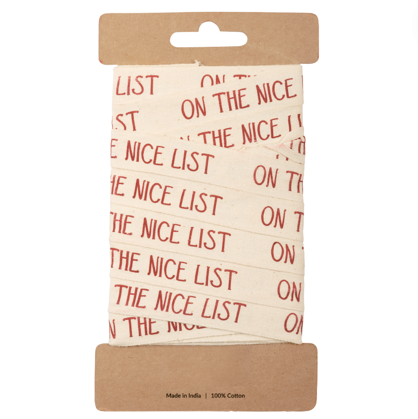 "On The Nice List" Christmas Ribbon