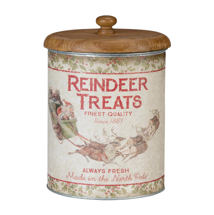 Set/2 Reindeer Treats Tin Canisters