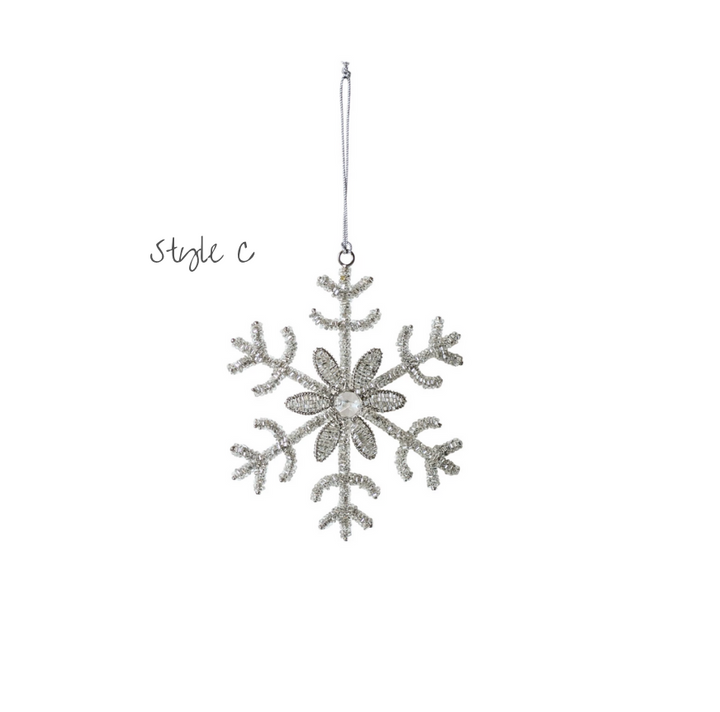 Glass Bead & Jewel Snowflake Ornaments