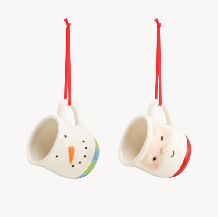 Set/2 Santa & Snowman Coffee Pod Ornaments